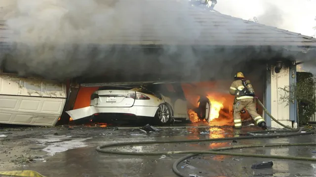 electric car battery catches fire