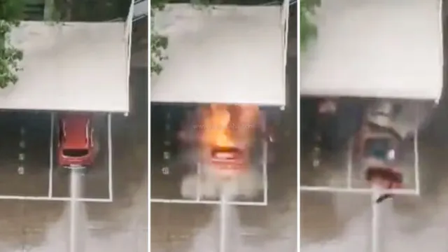 electric car battery explodes in china while charging