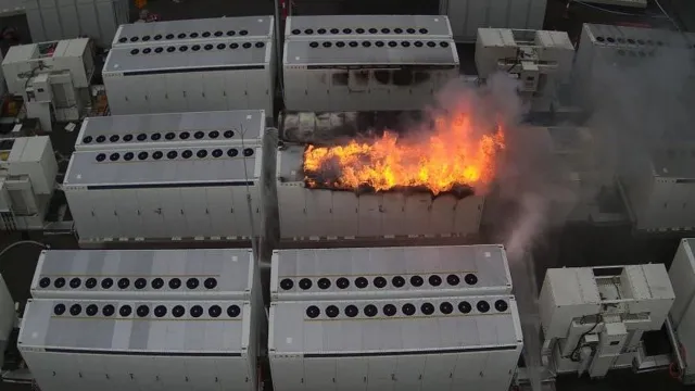 electric car battery fire video