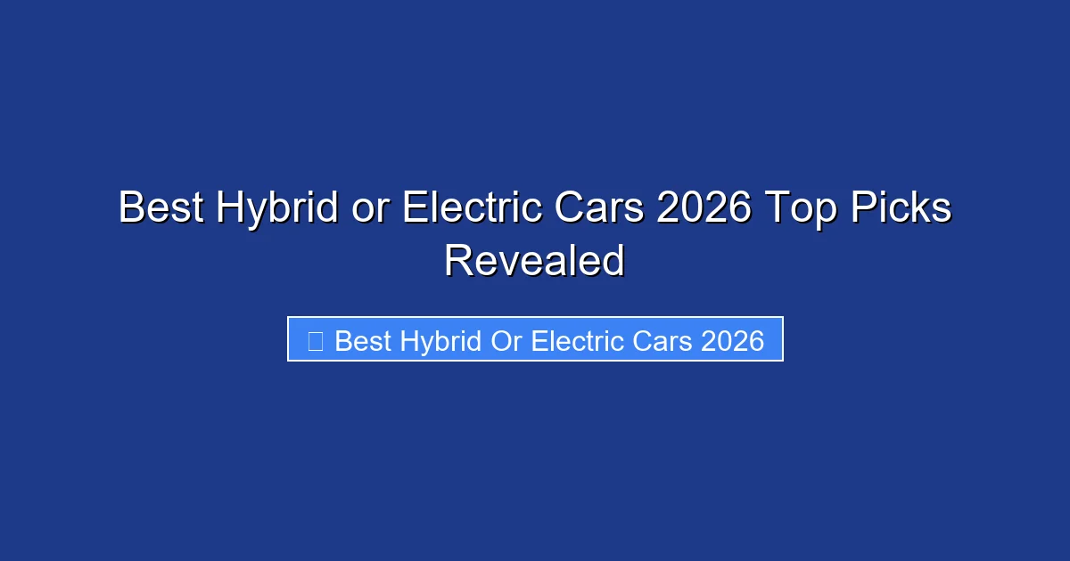 Best Hybrid or Electric Cars 2026 Top Picks Revealed