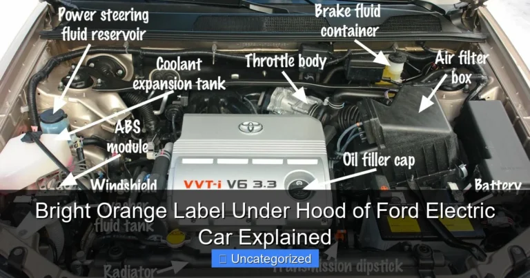 Bright Orange Label Under Hood of Ford Electric Car Explained
