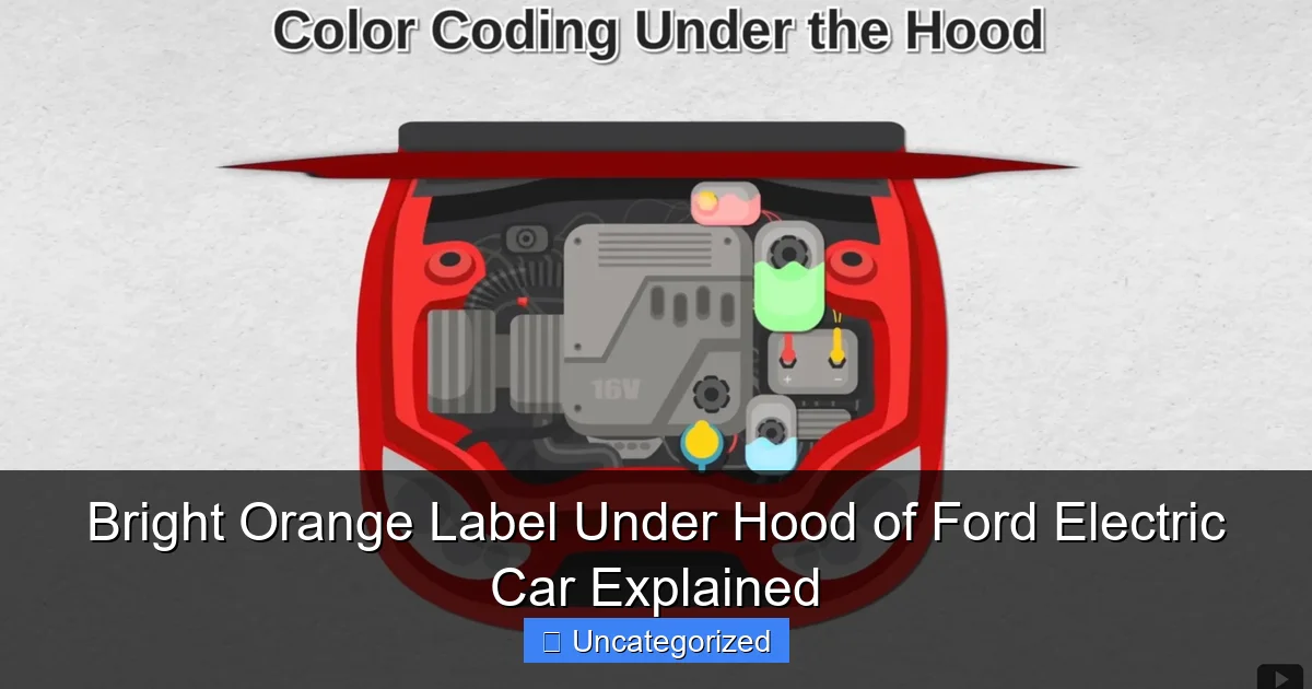 Bright Orange Label Under Hood of Ford Electric Car Explained