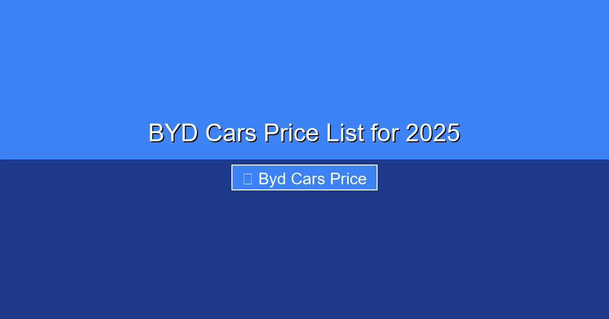 Featured image for BYD Cars Price List for 2025