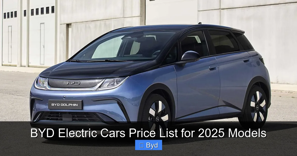 Featured image for BYD Electric Cars Price List for 2025 Models