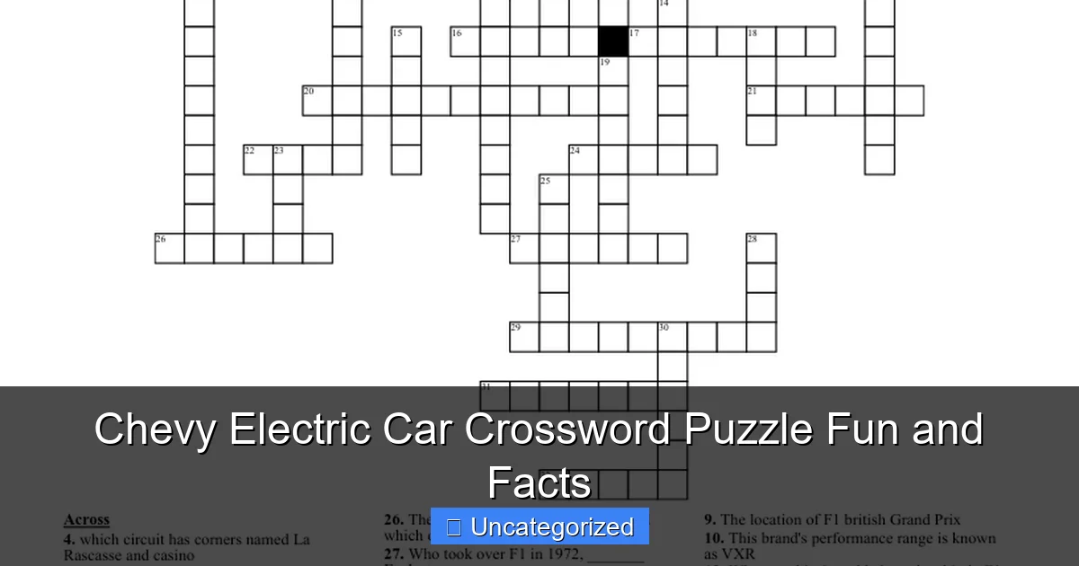 Chevy Electric Car Crossword Puzzle Fun and Facts