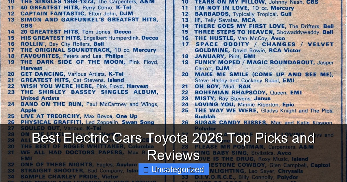 Best Electric Cars Toyota 2026 Top Picks and Reviews