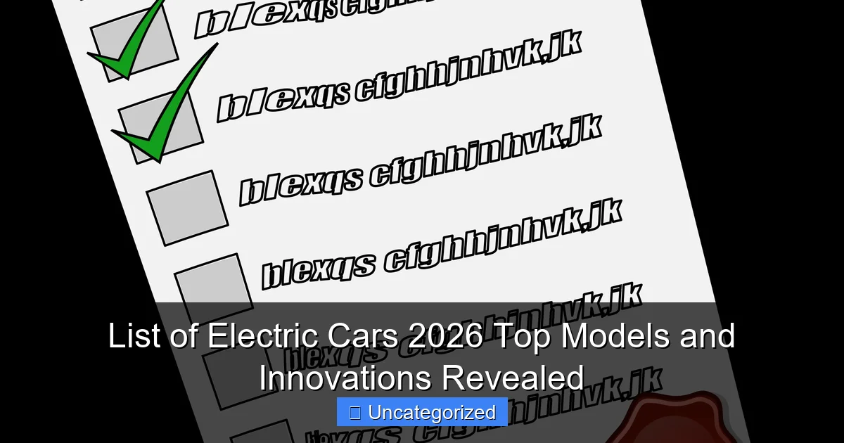 List of Electric Cars 2026 Top Models and Innovations Revealed