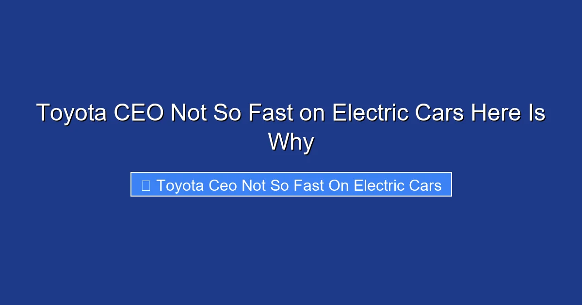 Toyota CEO Not So Fast on Electric Cars Here Is Why