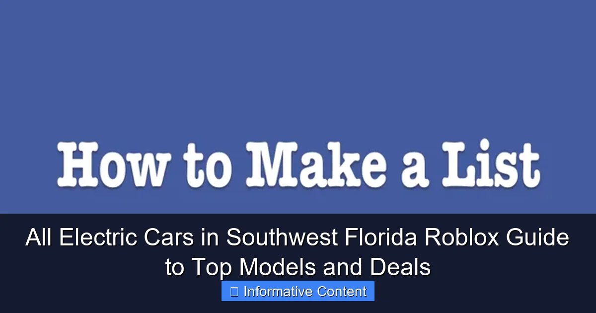 All Electric Cars in Southwest Florida Roblox Guide to Top Models and Deals