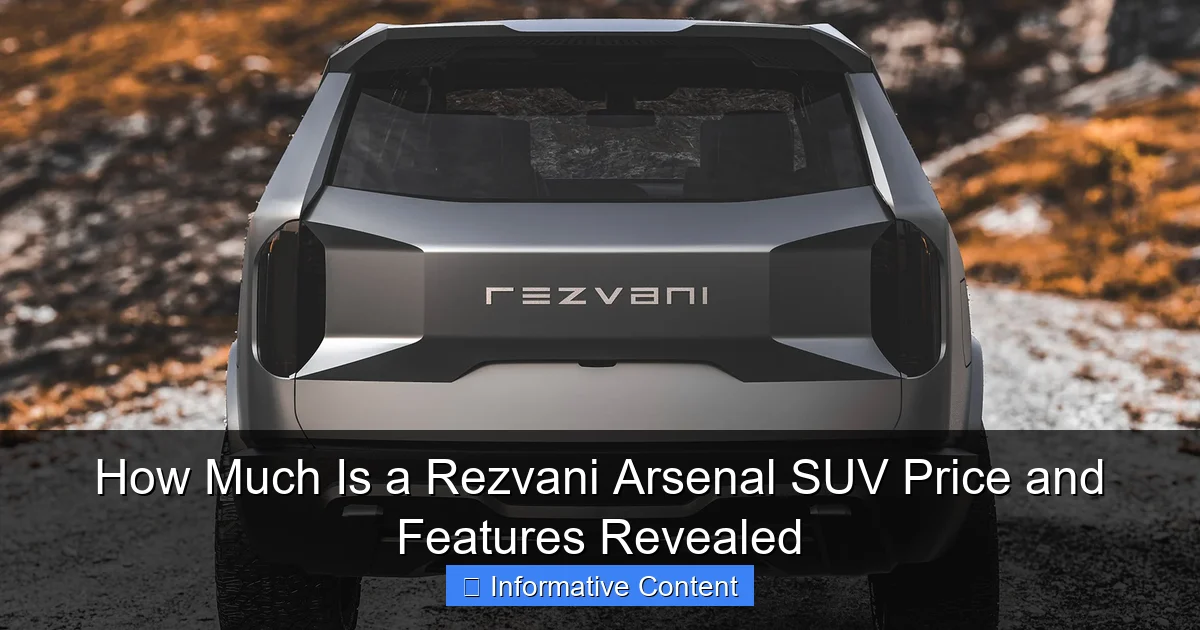 How Much Is a Rezvani Arsenal SUV Price and Features Revealed