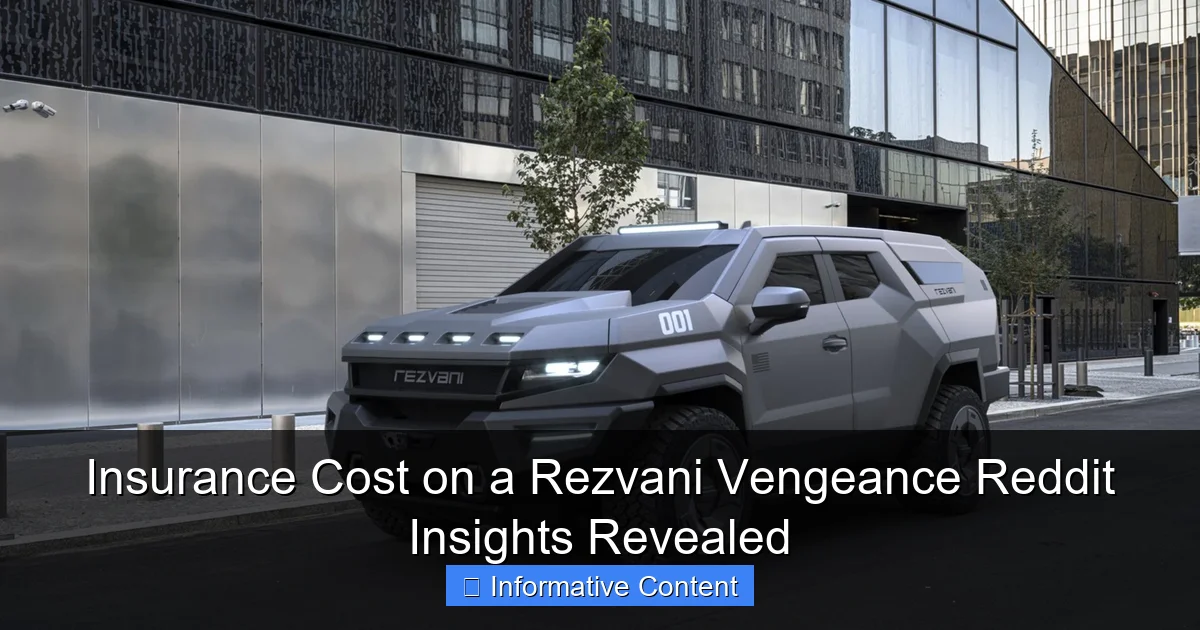 Insurance Cost on a Rezvani Vengeance Reddit Insights Revealed