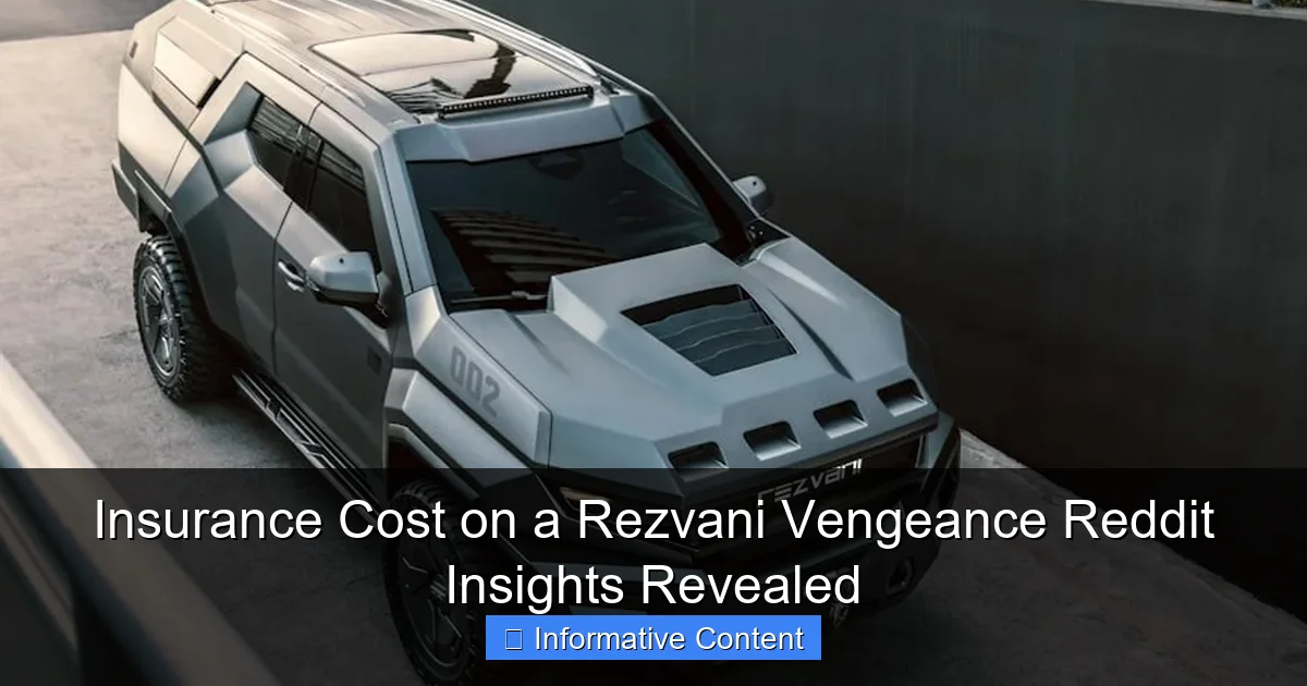 Insurance Cost on a Rezvani Vengeance Reddit Insights Revealed