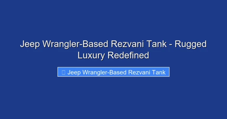 Jeep Wrangler-Based Rezvani Tank - Rugged Luxury Redefined