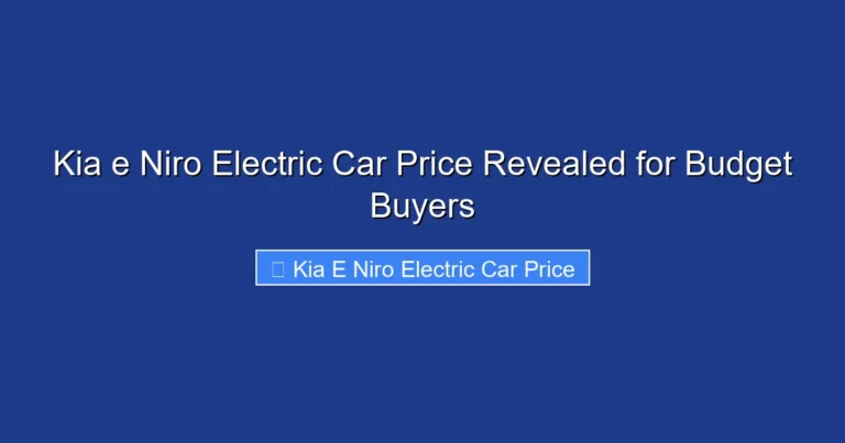 Kia e Niro Electric Car Price Revealed for Budget Buyers