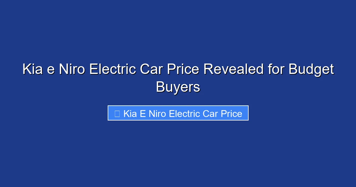 Kia e Niro Electric Car Price Revealed for Budget Buyers