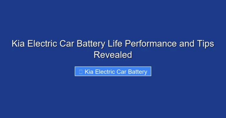 Kia Electric Car Battery Life Performance and Tips Revealed