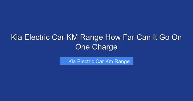 Kia Electric Car KM Range How Far Can It Go On One Charge