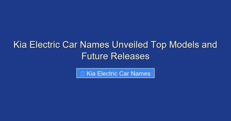 Kia Electric Car Names Unveiled Top Models and Future Releases