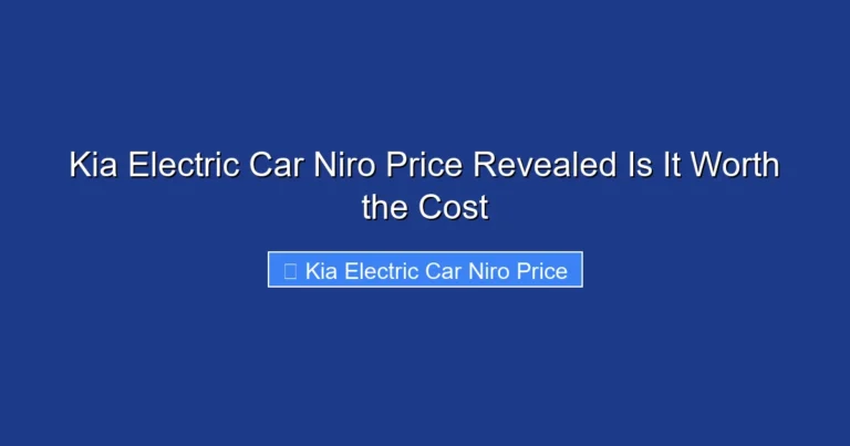 Kia Electric Car Niro Price Revealed Is It Worth the Cost