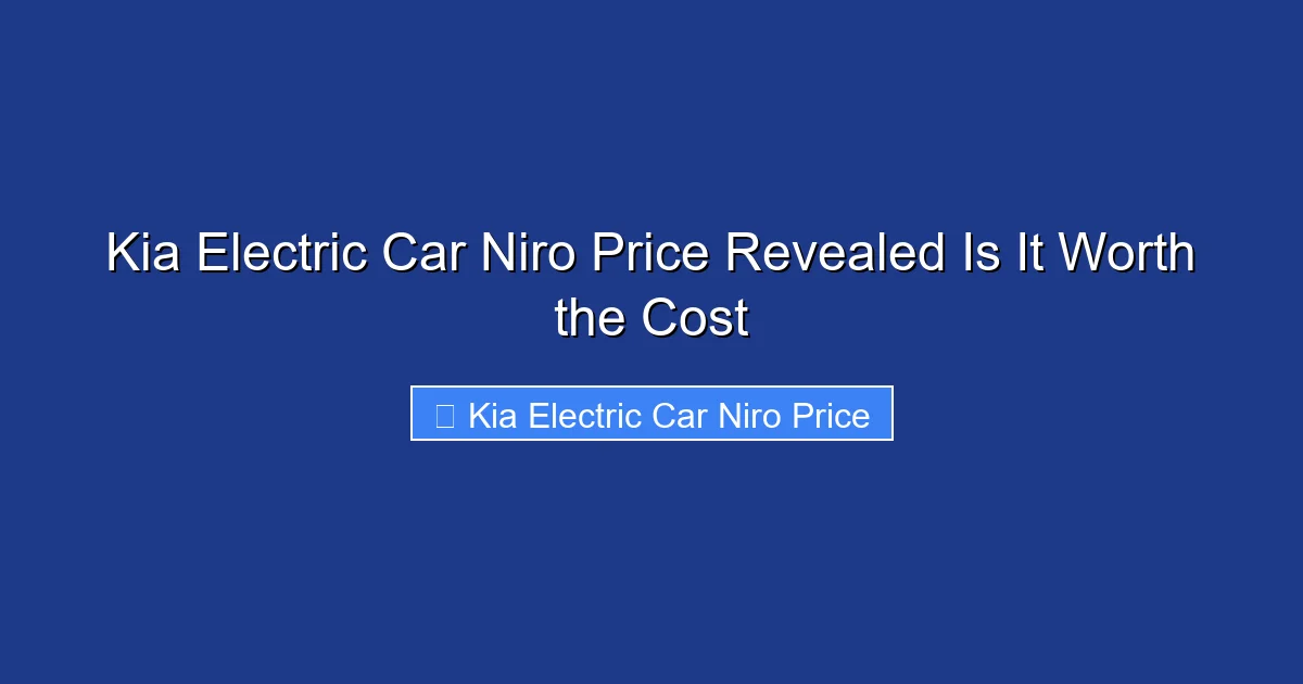 Kia Electric Car Niro Price Revealed Is It Worth the Cost