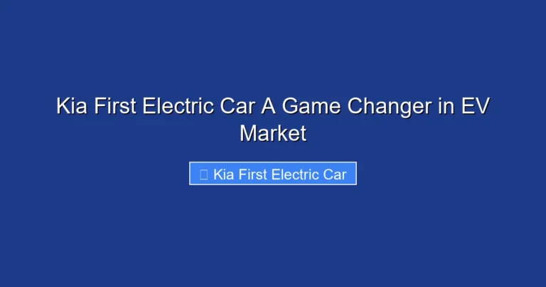 Kia First Electric Car A Game Changer in EV Market