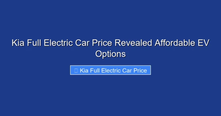 Kia Full Electric Car Price Revealed Affordable EV Options