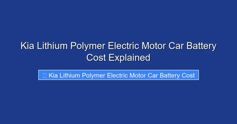 Kia Lithium Polymer Electric Motor Car Battery Cost Explained