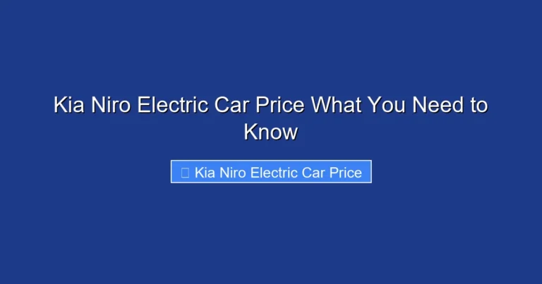 Kia Niro Electric Car Price What You Need to Know