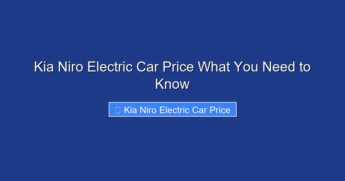 Kia Niro Electric Car Price What You Need to Know