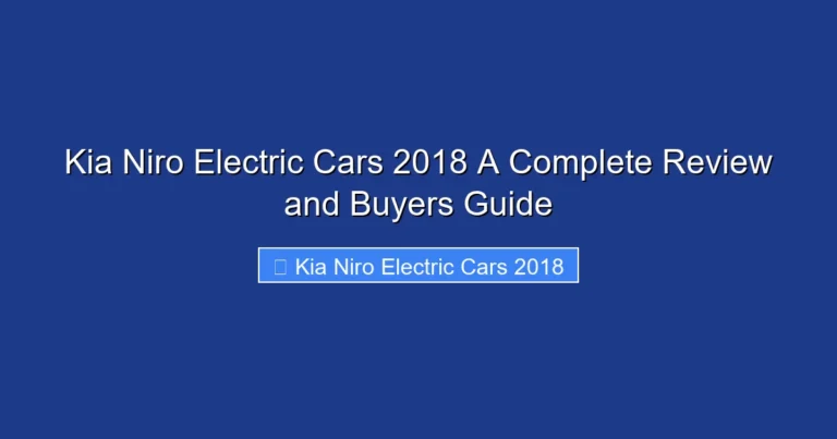 Kia Niro Electric Cars 2018 A Complete Review and Buyers Guide