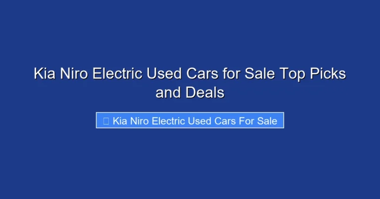 Kia Niro Electric Used Cars for Sale Top Picks and Deals