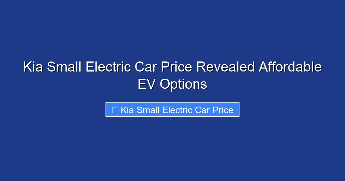 Kia Small Electric Car Price Revealed Affordable EV Options