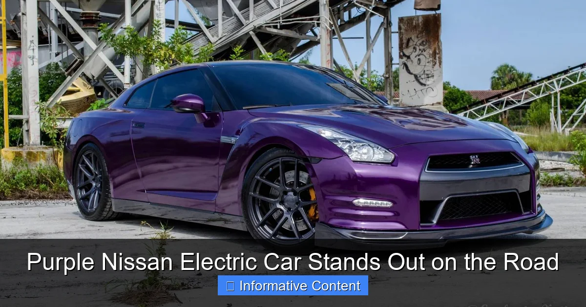 Purple Nissan Electric Car Stands Out on the Road