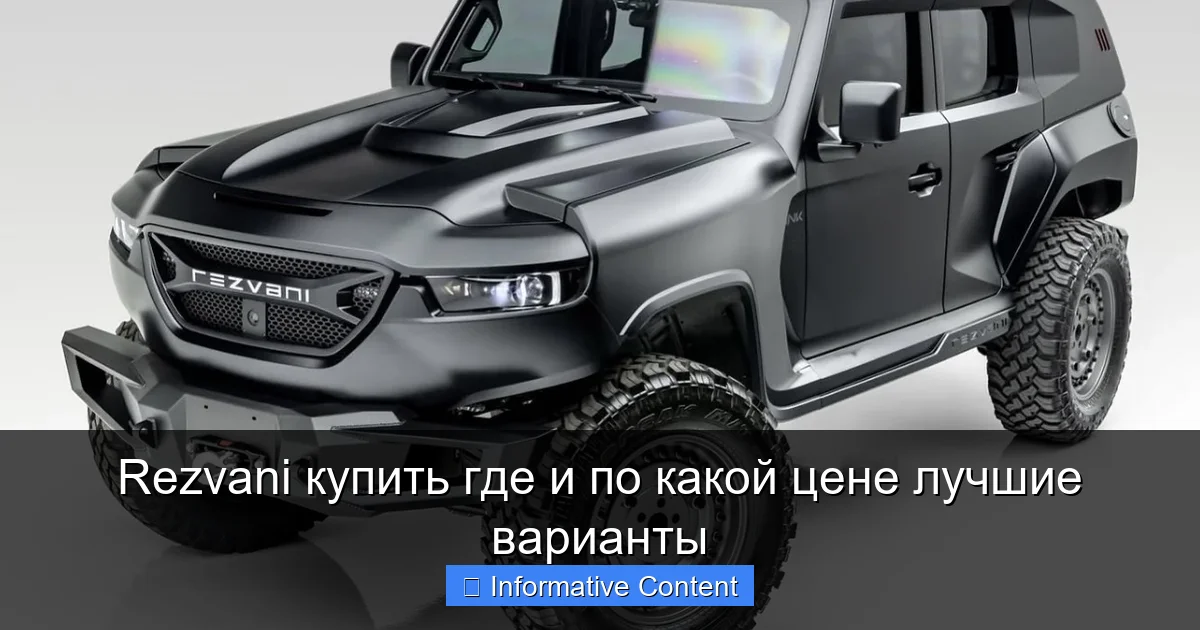 Rezvani купить где и по какой цене лучшие варианты