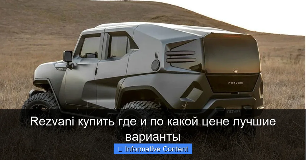 Rezvani купить где и по какой цене лучшие варианты