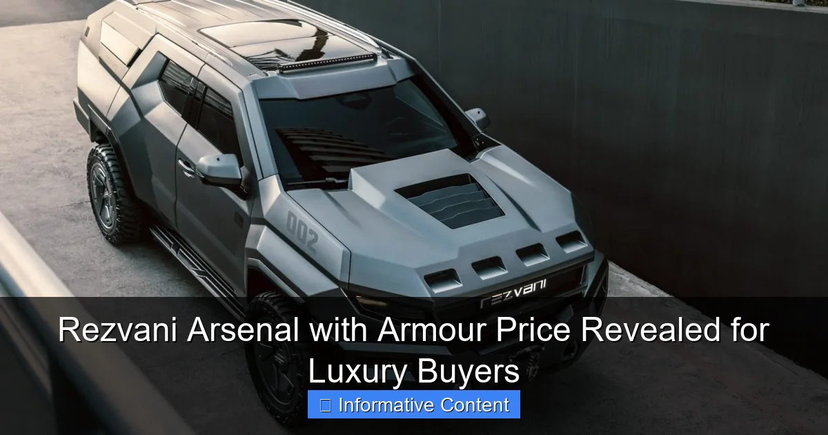 Rezvani Arsenal with Armour Price Revealed for Luxury Buyers