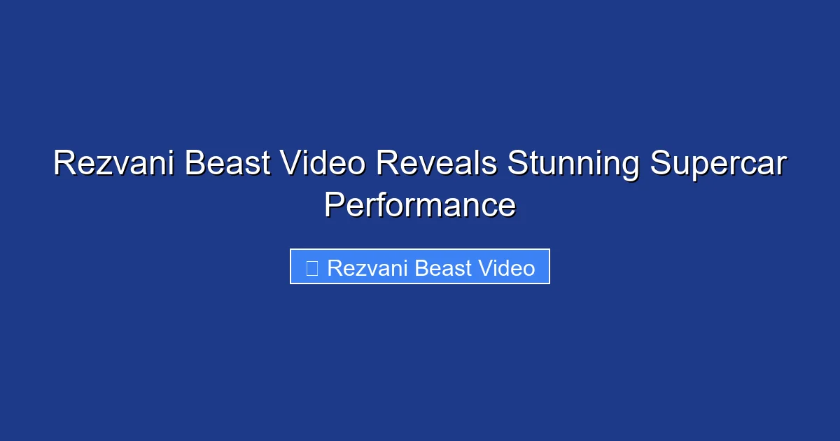 Rezvani Beast Video Reveals Stunning Supercar Performance