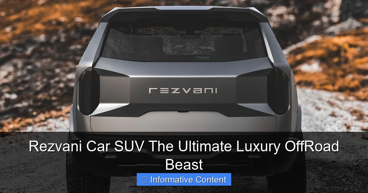 Rezvani Car SUV The Ultimate Luxury OffRoad Beast
