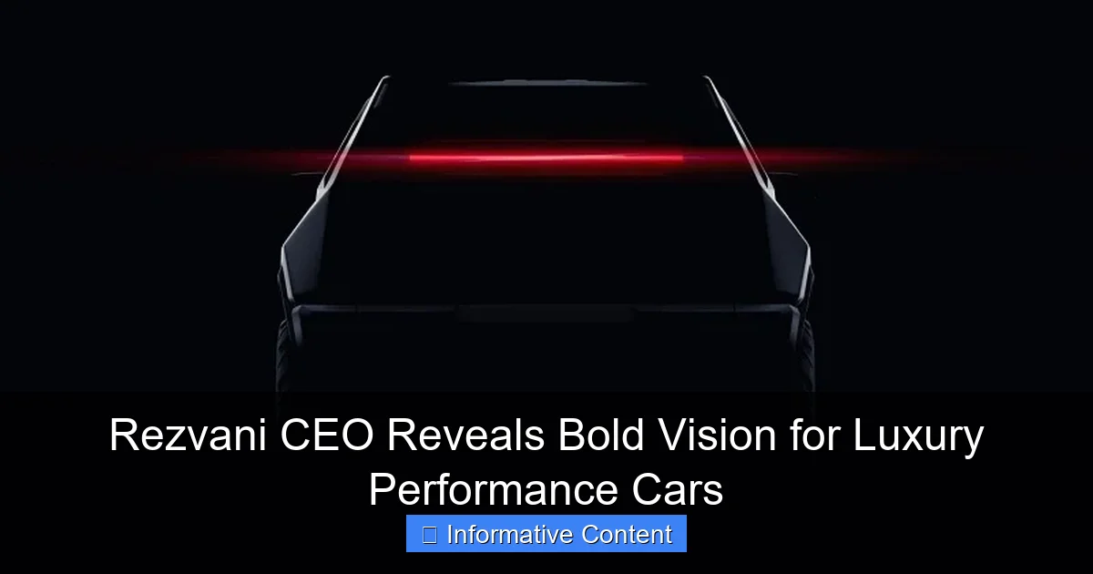 Rezvani CEO Reveals Bold Vision for Luxury Performance Cars
