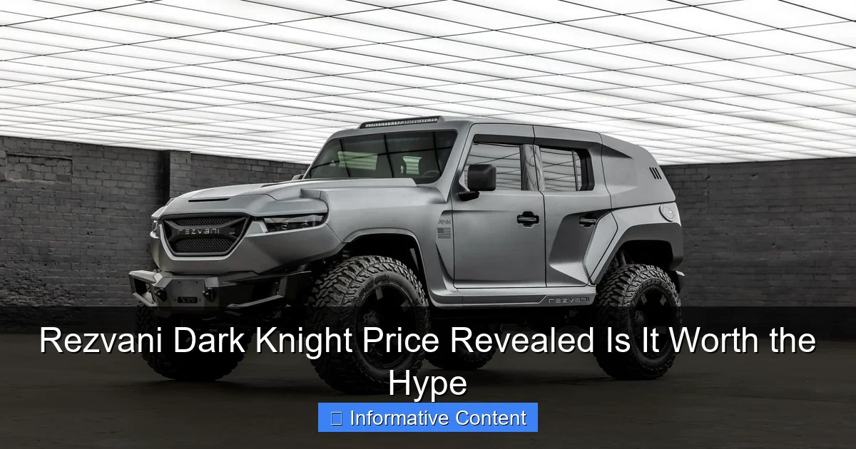 Rezvani Dark Knight Price Revealed Is It Worth the Hype