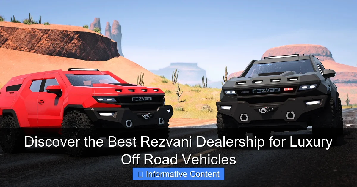 Discover the Best Rezvani Dealership for Luxury Off Road Vehicles