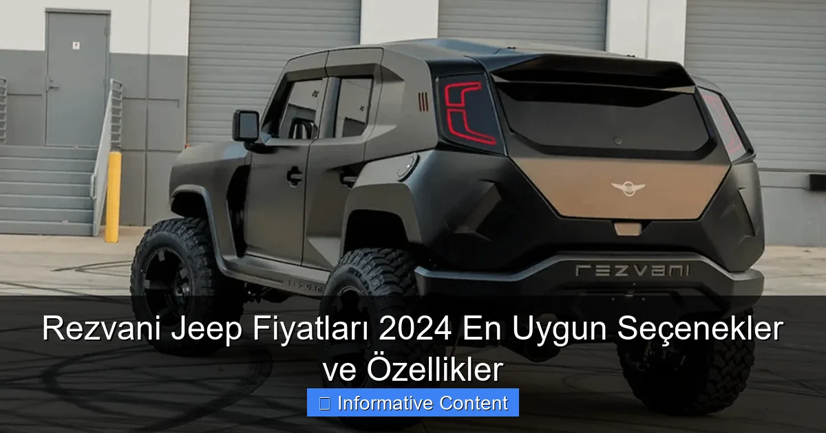 Rezvani Jeep Fiyatları 2024 En Uygun Seçenekler ve Özellikler