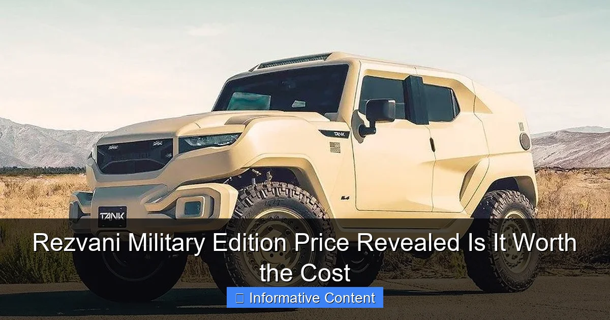 Rezvani Military Edition Price Revealed Is It Worth the Cost
