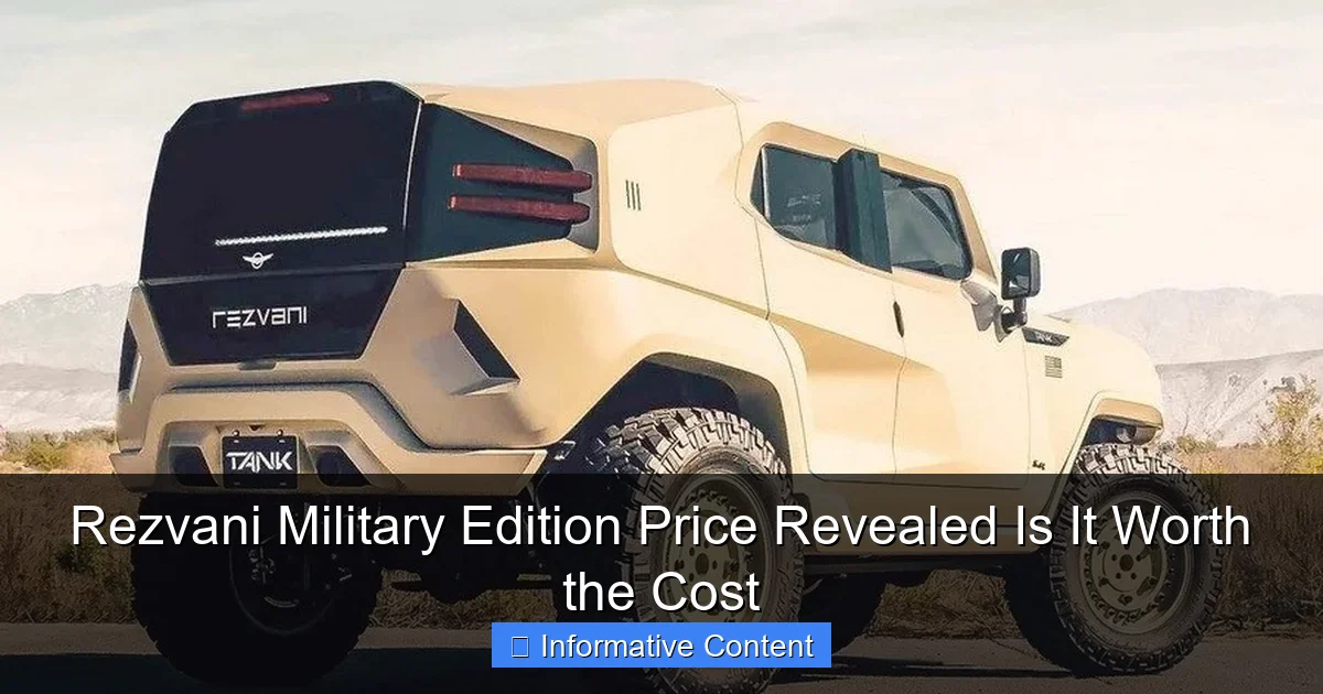 Rezvani Military Edition Price Revealed Is It Worth the Cost