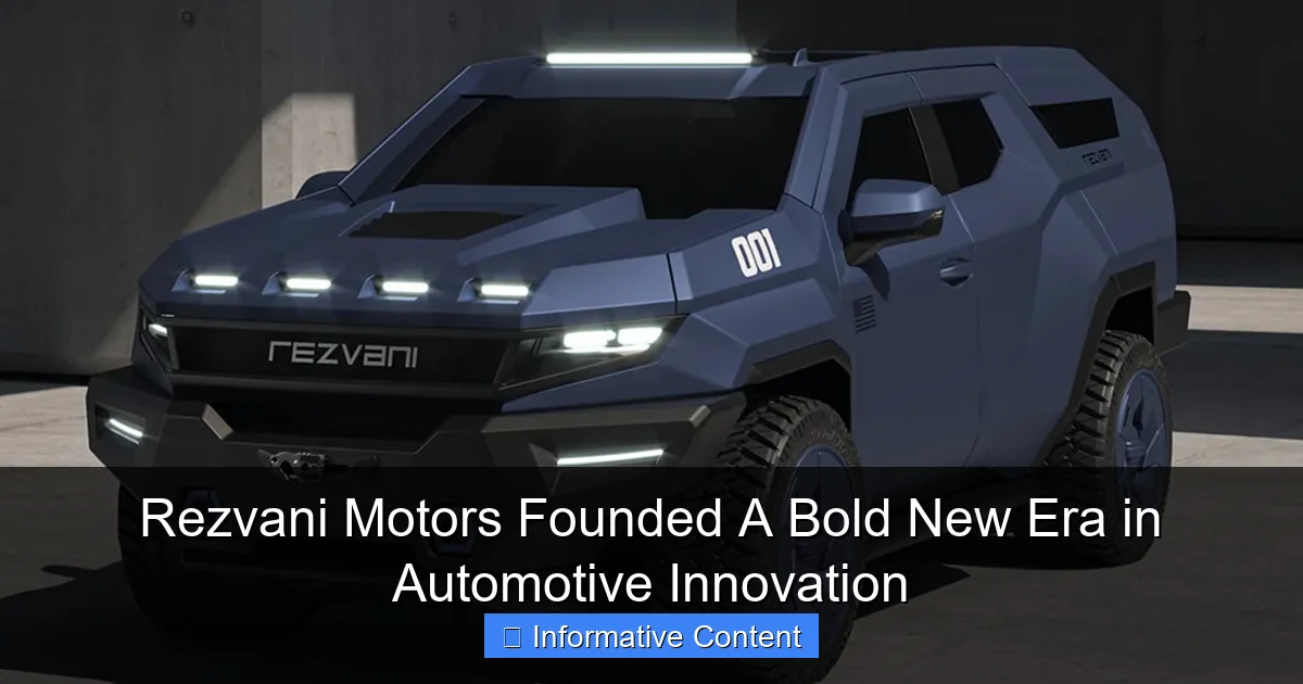 Rezvani Motors Founded A Bold New Era in Automotive Innovation