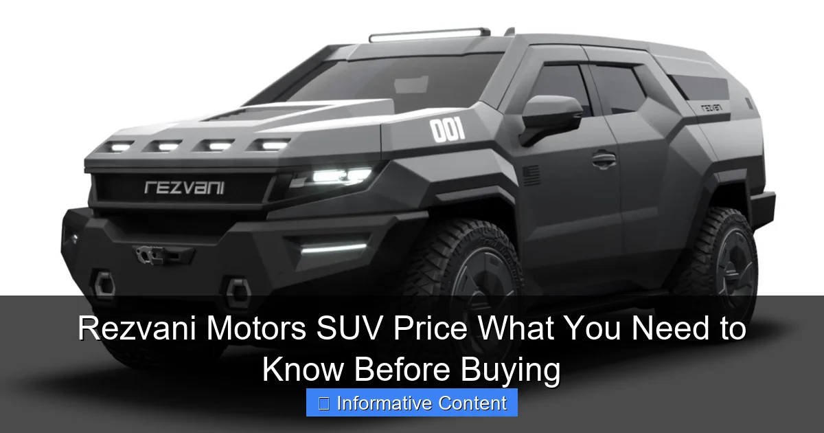 Rezvani Motors SUV Price What You Need to Know Before Buying