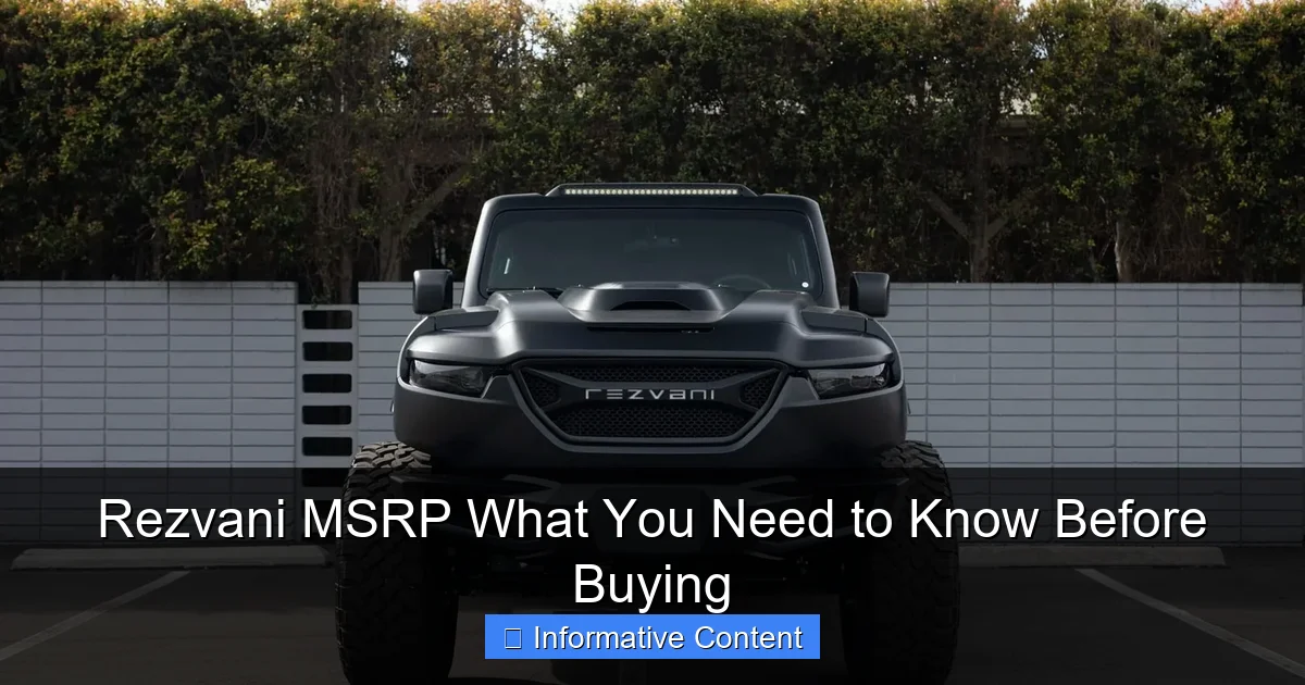 Rezvani MSRP What You Need to Know Before Buying