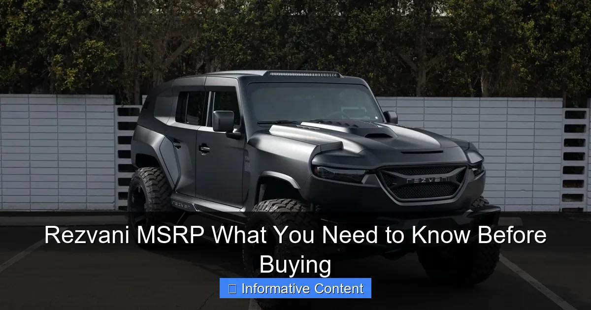 Rezvani MSRP What You Need to Know Before Buying
