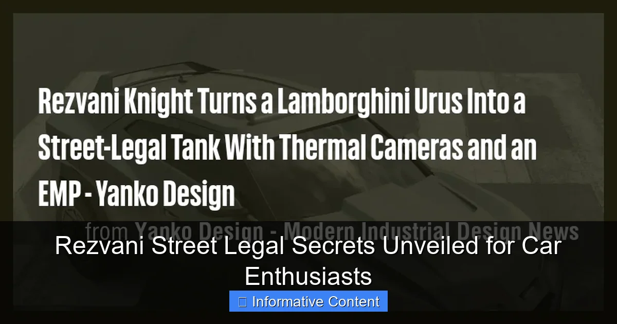 Rezvani Street Legal Secrets Unveiled for Car Enthusiasts