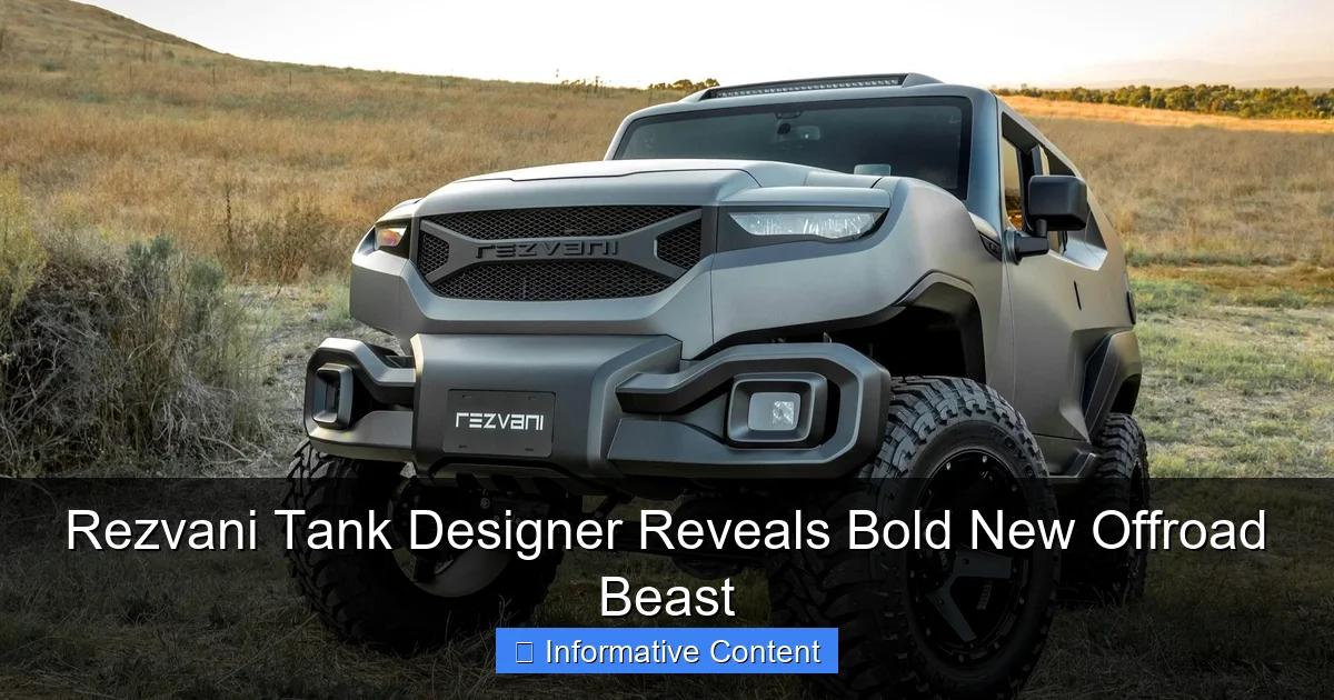 Rezvani Tank Designer Reveals Bold New Offroad Beast
